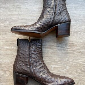Yves Saint Laurent Dark Brown Ostrich Boots